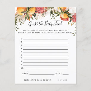 Papier Devinez la nourriture pour bébés   Jeu Baby shower