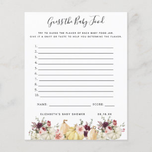 Papier Devinez la nourriture pour bébés Jeu Baby shower