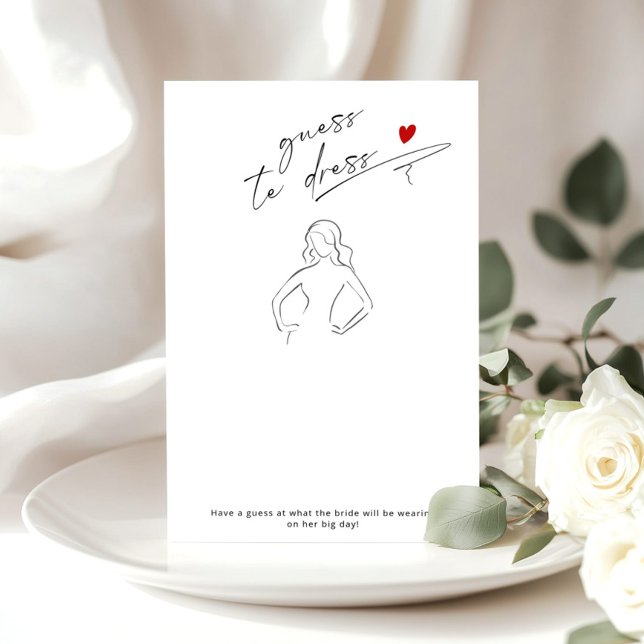 Papier Devinez la robe minimaliste Script jeu nuptiale (Créateur téléchargé)