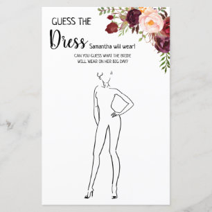 Papier Devinez la robe nuptiale douche anglais jeu espagn