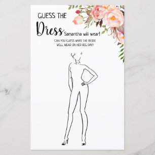 Papier Devinez la robe nuptiale douche anglais jeu espagn