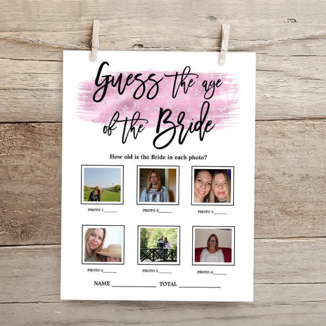 Papier Devinez l'âge du jeu de Fête des mariées de mariée (Créateur téléchargé)