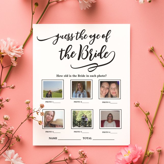 Papier Devinez l'âge du jeu de Fête des mariées de mariée (Créateur téléchargé)