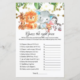 Papier Devinez le bon prix Baby shower Jeux