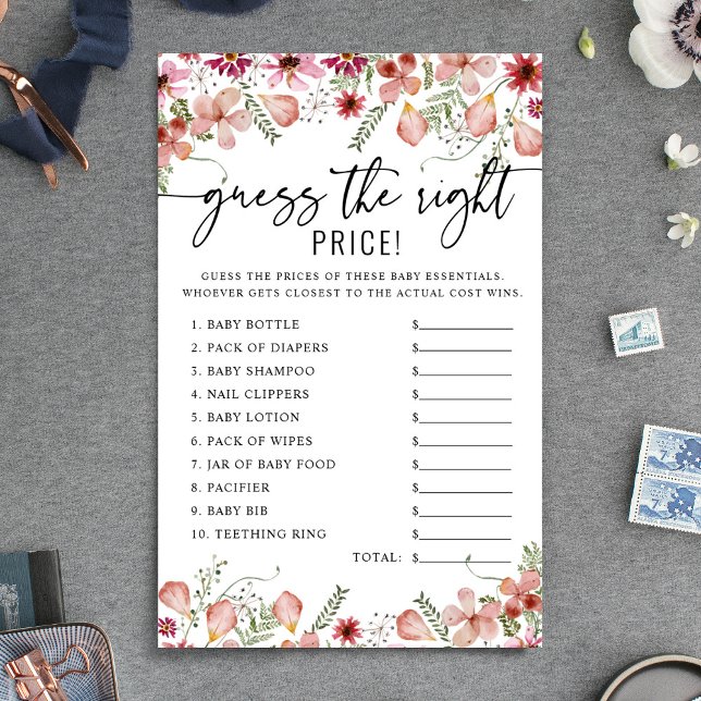 Papier Devinez le bon prix Pink Girl Baby shower jeu (Créateur téléchargé)