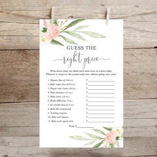 Papier Devinez le bon prix rose verdure jeu de douche