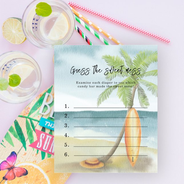 Papier Devinez le doux désordre - Jeu de baby shower Surf (Créateur téléchargé)