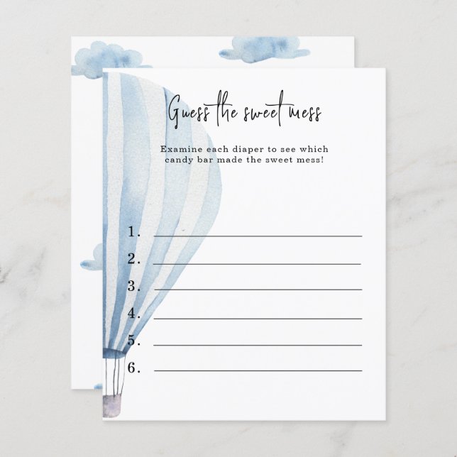 Papier Devinez le gâchis sucré - jeu de baby shower (Devant / Derrière)