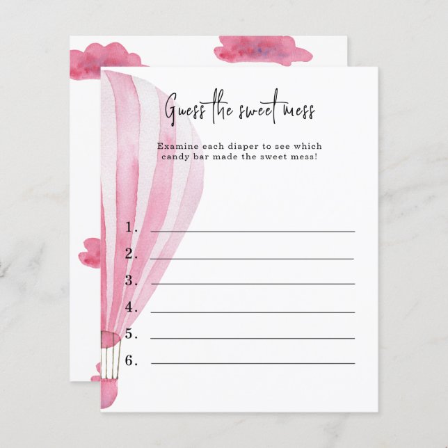 Papier Devinez le gâchis sucré - jeu de baby shower (Devant / Derrière)