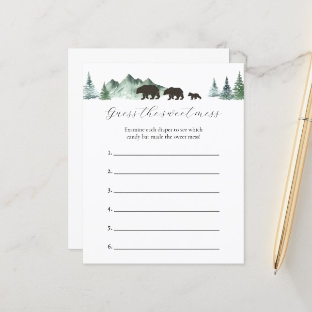 Papier Devinez le jeu de Baby shower de mats doux (Devant/Arrière en situation)