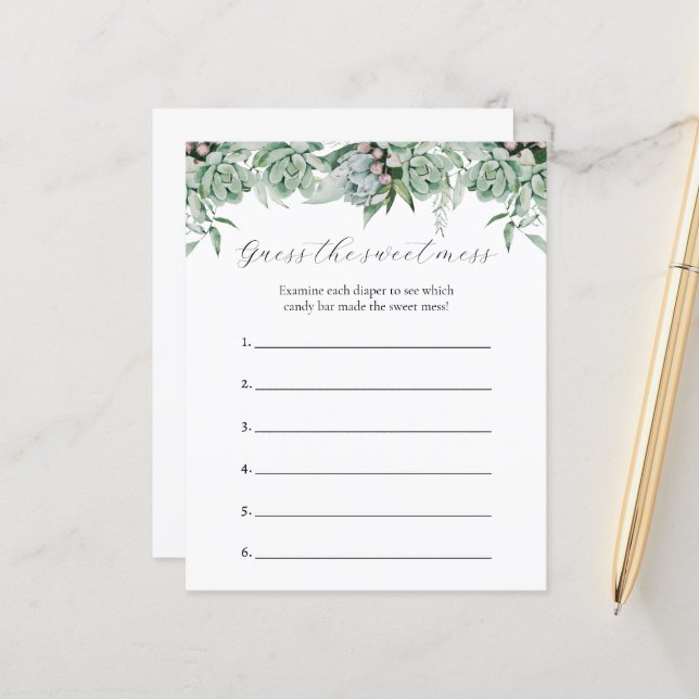 Papier Devinez le jeu de Baby shower de mats doux (Devant/Arrière en situation)