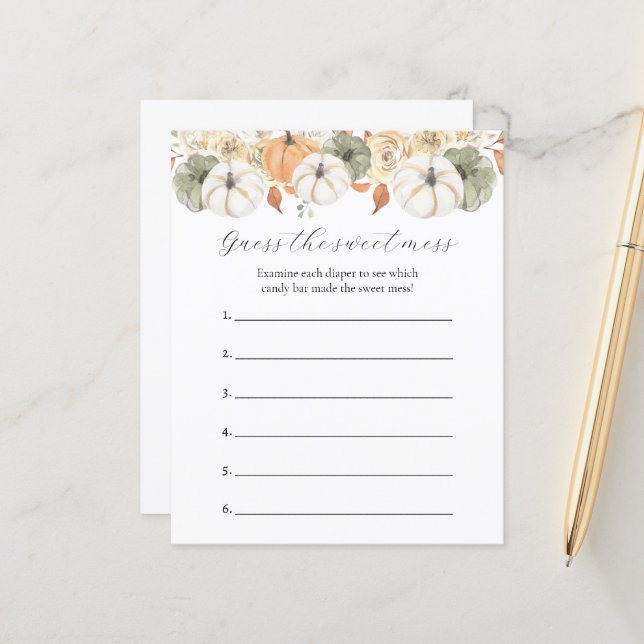 Papier Devinez le jeu de Baby shower de mats doux (Devant/Arrière en situation)