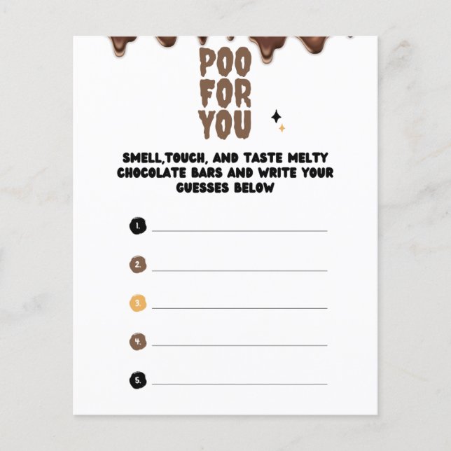 Papier Devinez le jeu du Baby shower au chocolat (Devant)