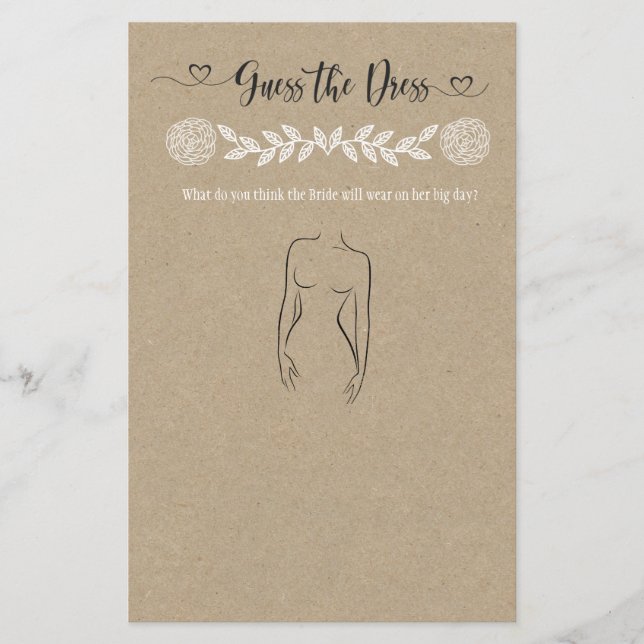 Papier Devinez Le Jeu Fête des mariées Robe (Devant)
