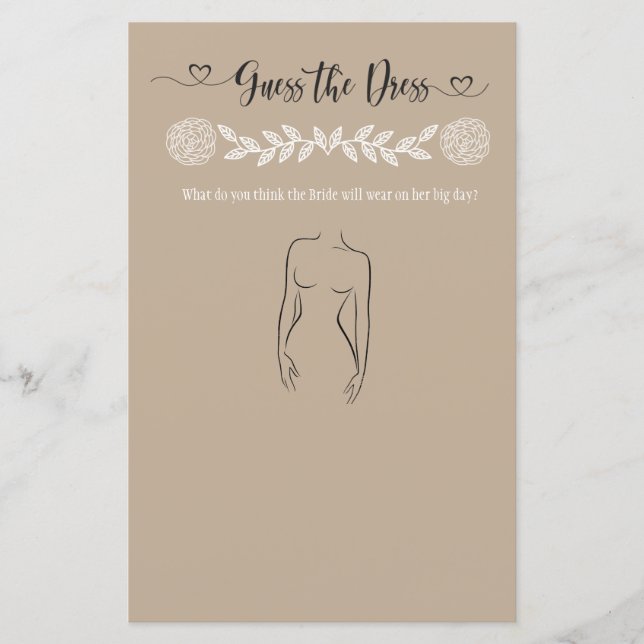 Papier Devinez Le Jeu Fête des mariées Robe (Devant)