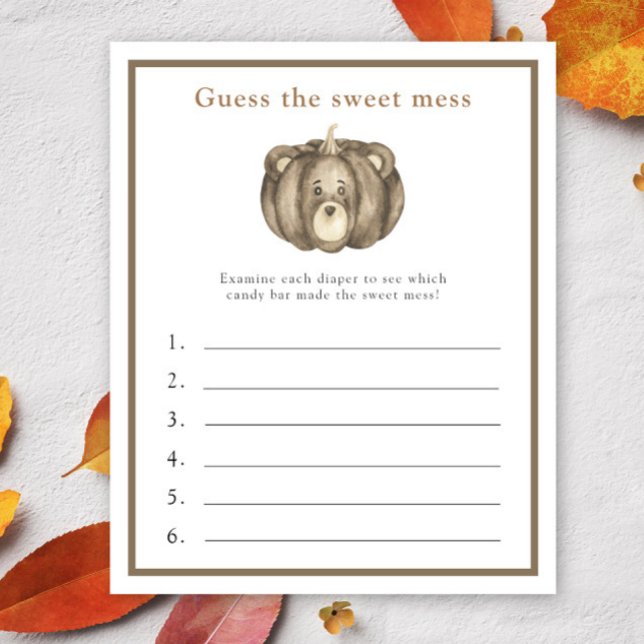 Papier Devinez le jeu Sweet Mess - ours Citrouille (Créateur téléchargé)