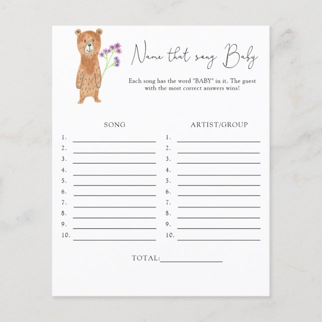 Papier Devinez le nom de cette chanson \ Jeu de thème our (Devant)