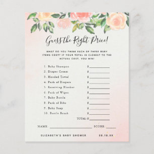 Papier Devinez Le Prix Jeu Baby shower