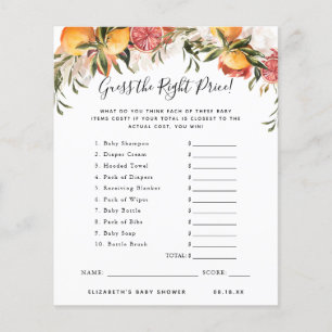 Papier Devinez Le Prix   Jeu Baby shower