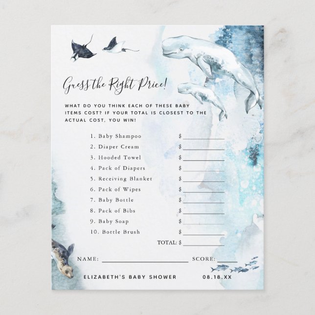 Papier Devinez Le Prix | Jeu Baby shower (Devant)