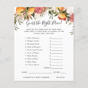 Papier Devinez le prix Jeu de Baby Shower