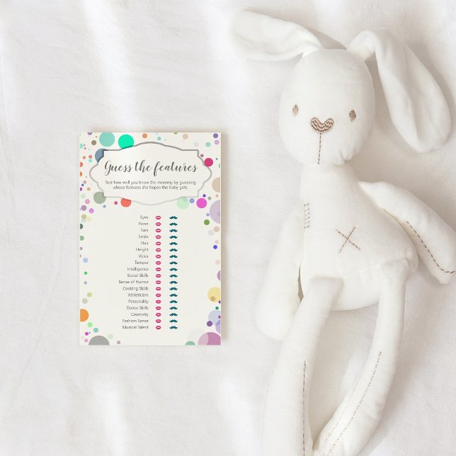 Papier "Devinez les caractéristiques" Baby Trait Douche J (Créateur téléchargé)