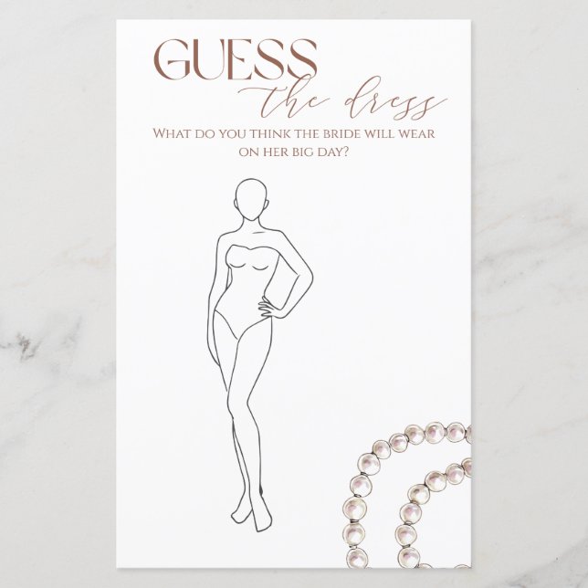 Papier Devinez Les Perles De Robe Et Le Jeu De Mariage Pr (Devant)