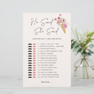 Papier Devinez qui a dit jeu de baby shower floral sur le