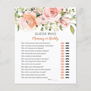 Papier Devinez Qui Baby shower Jouer La Verdure Florale