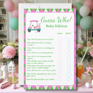 Papier Devinez qui ? Golf Cart pour Baby Shower de Maman 