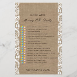Papier Devinez qui, jeu de baby shower maman ou papa, edi