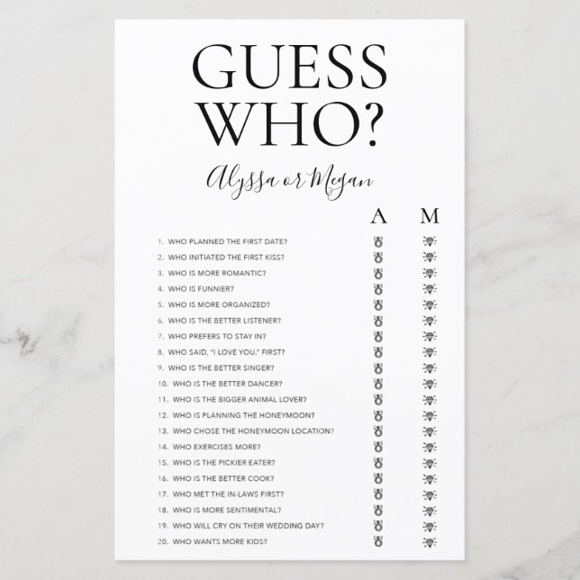 Papier Devinez Qui Jeu de Salle de Bain LGBTQ (Devant)