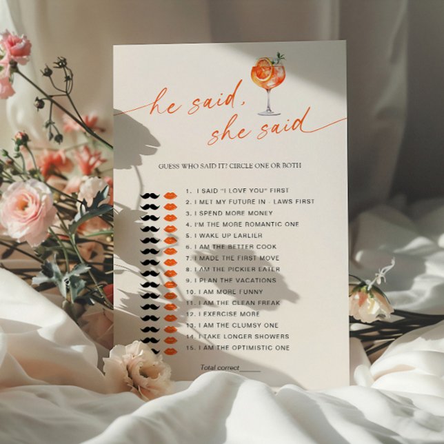 Papier Devinez Qui L'A Dit Aperol Spritz Fête des mariées (Créateur téléchargé)