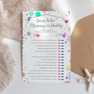Papier Devinez qui maman ou papa Baby shower jeu