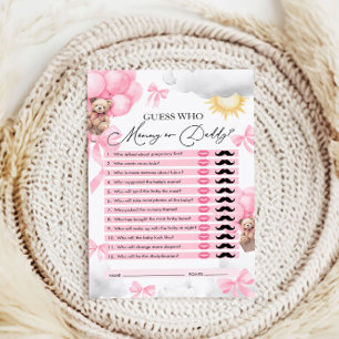 Papier Devinez qui, maman ou papa, Baby shower ours jeu