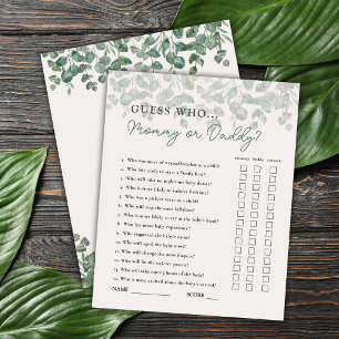 Papier Devinez qui maman ou papa Baby shower Safari jeu