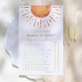 Papier Devinez Qui maman ou papa Baby shower Sunshine