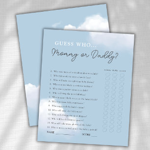 Papier Devinez qui maman ou papa garçon Baby shower jeu