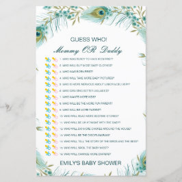 Papier Devinez qui, maman ou papa jeu de Baby shower