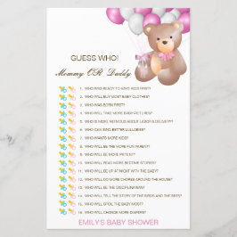 Papier Devinez qui, maman ou papa jeu de Baby shower