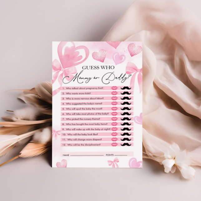 Papier Devinez qui, maman ou papa, jeu de Baby shower car (Créateur téléchargé)