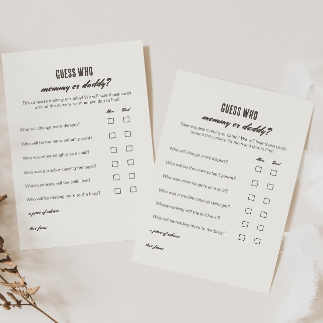 Papier Devinez qui maman ou papa jeu de camping rose (Créateur téléchargé)