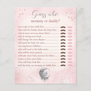 Papier Devinez Qui Maman Papa Pink Moon Baby shower Jeu