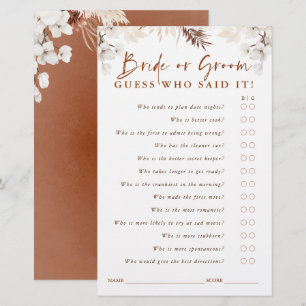 Papier Devinez qui marié ou groom - Jeu Floral en terre c
