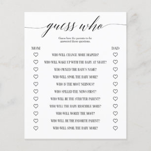 Papier Devinez qui minimaliste jeu de Baby shower