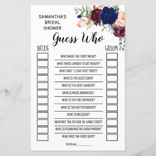 Papier Devinez qui nuptiale douche anglais jeu espagnol