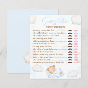 Papier Devinez Qui Porte Baby shower Bleu Jeu