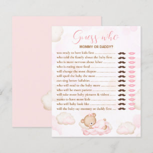 Papier Devinez Qui Porte Le Baby shower Rose Jeu