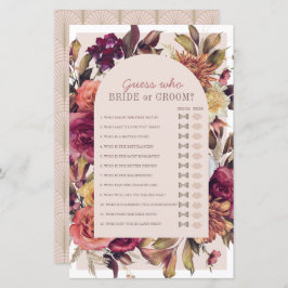 Papier Devinez Qui Tombe Laisse Fête des mariées Jeu