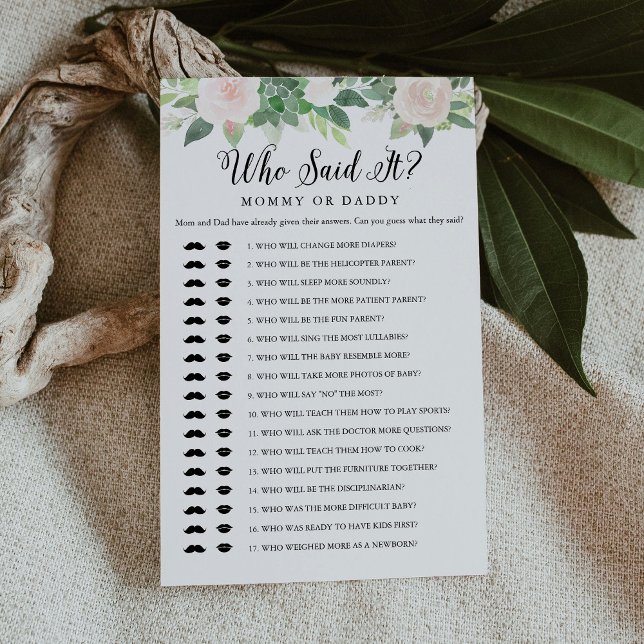 Papier DEVON Qui L'A Dit Maman Papa Baby Game Card (Créateur téléchargé)